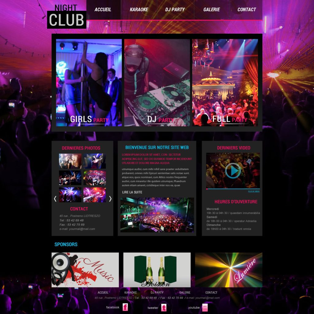 Création de Site Web Night Club Boite de Nuit Graphisme et site I-P-W agence Web Marseille Aix télétravail partout en France