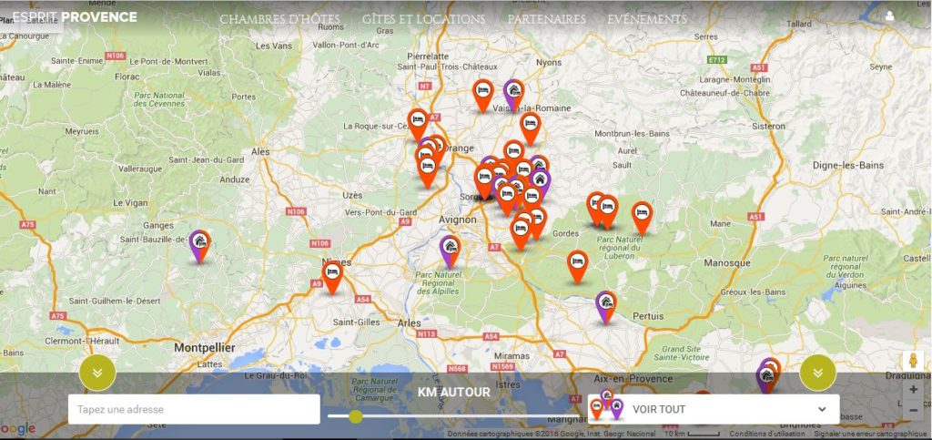 Site Portail location de gîtes et chambres d'hôtes EspritProvence Réalisation I-P-W agence web Marseille Aix en télétravail partout en France