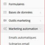 Menu gauche de réglage des fonctionnalités Campagnes Mail et SMS Partie 2